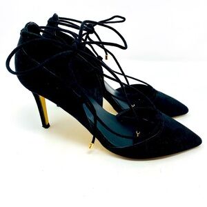 Women’s Black Aldo Lace-up Heels with Gold Detail Size 8.5